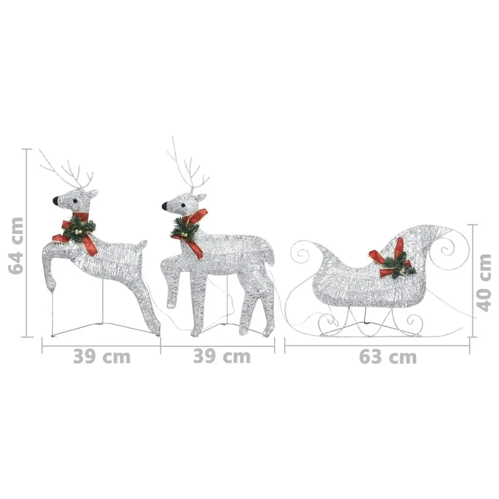 Reindeer & Sleigh Christmas Decoration 60 LEDs Outdoor Silver 289978