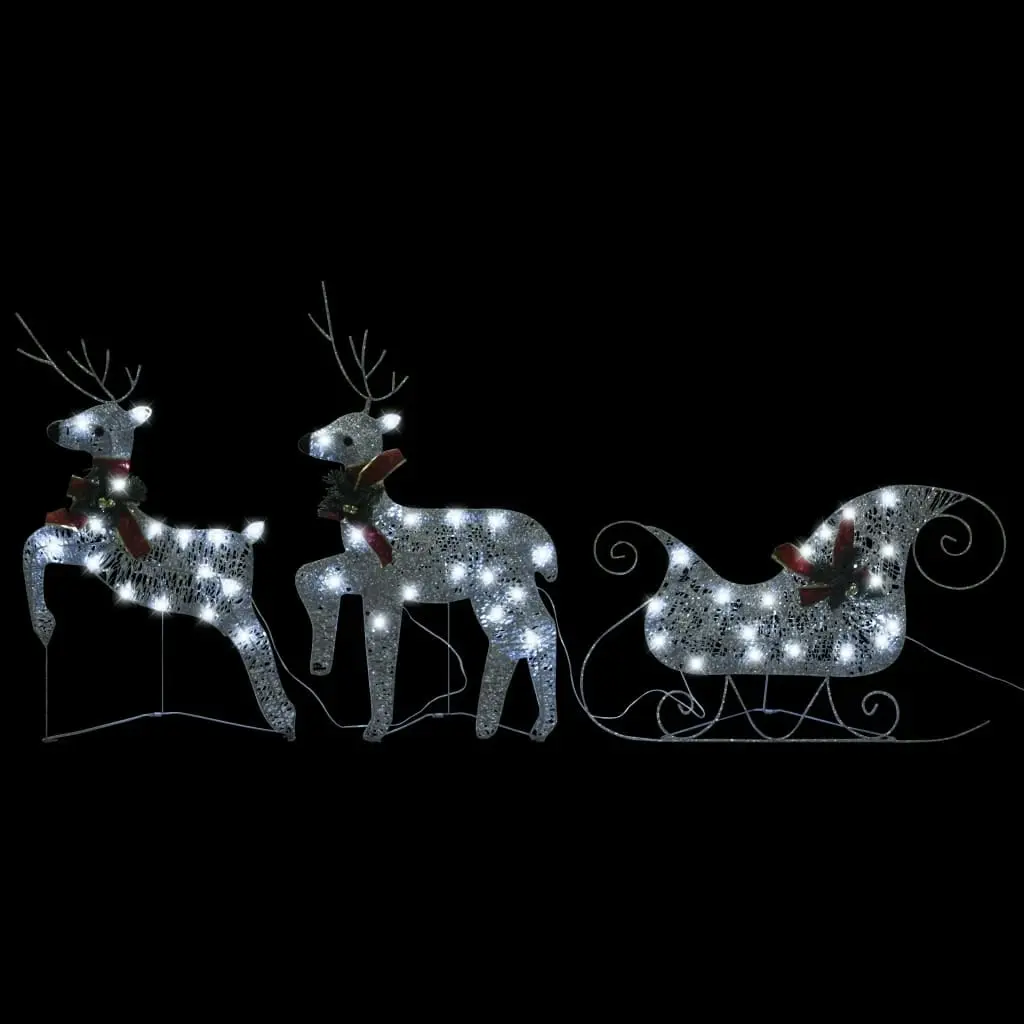 Reindeer & Sleigh Christmas Decoration 60 LEDs Outdoor Silver 289978