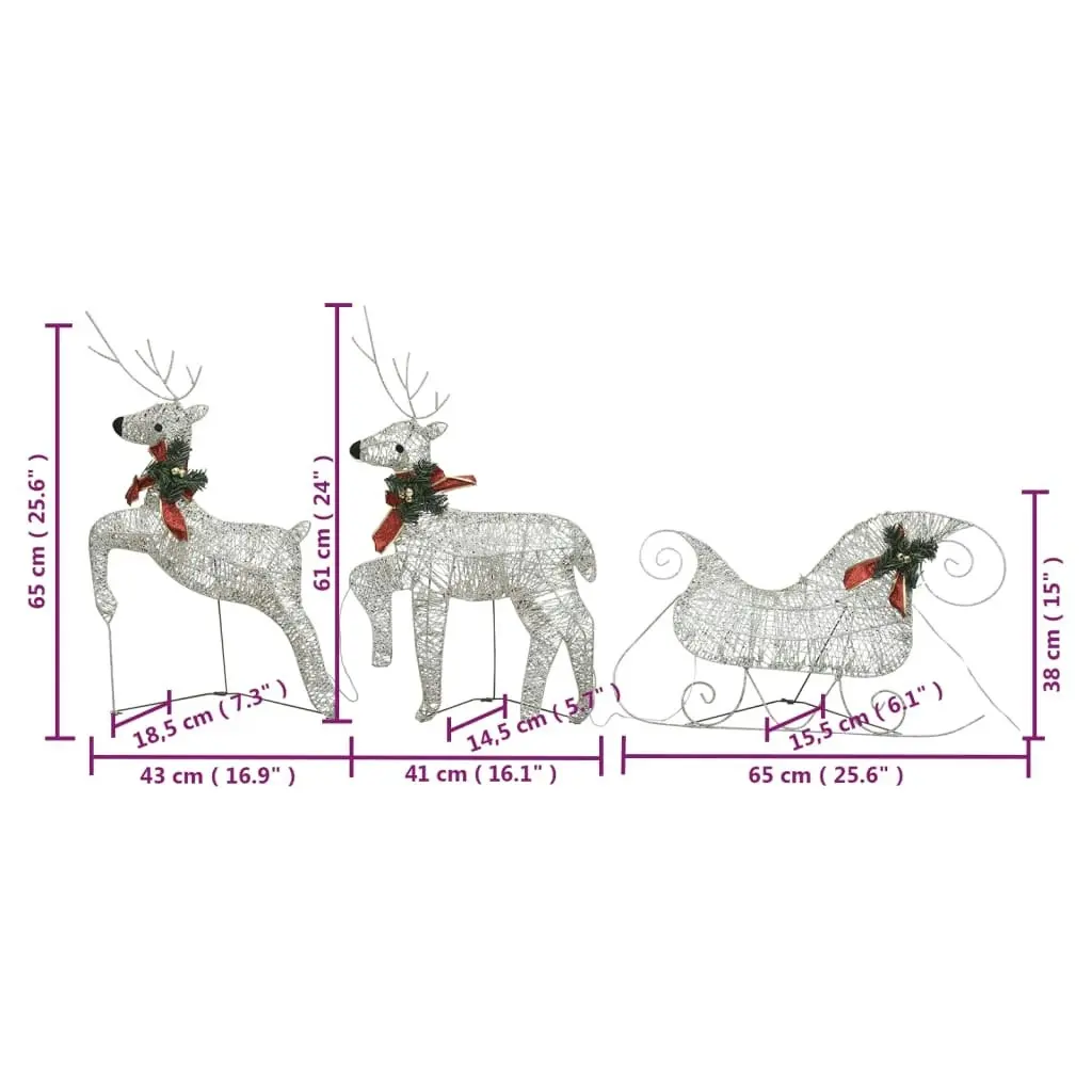 Reindeer & Sleigh Christmas Decoration 140 LEDs Outdoor Gold 3100430