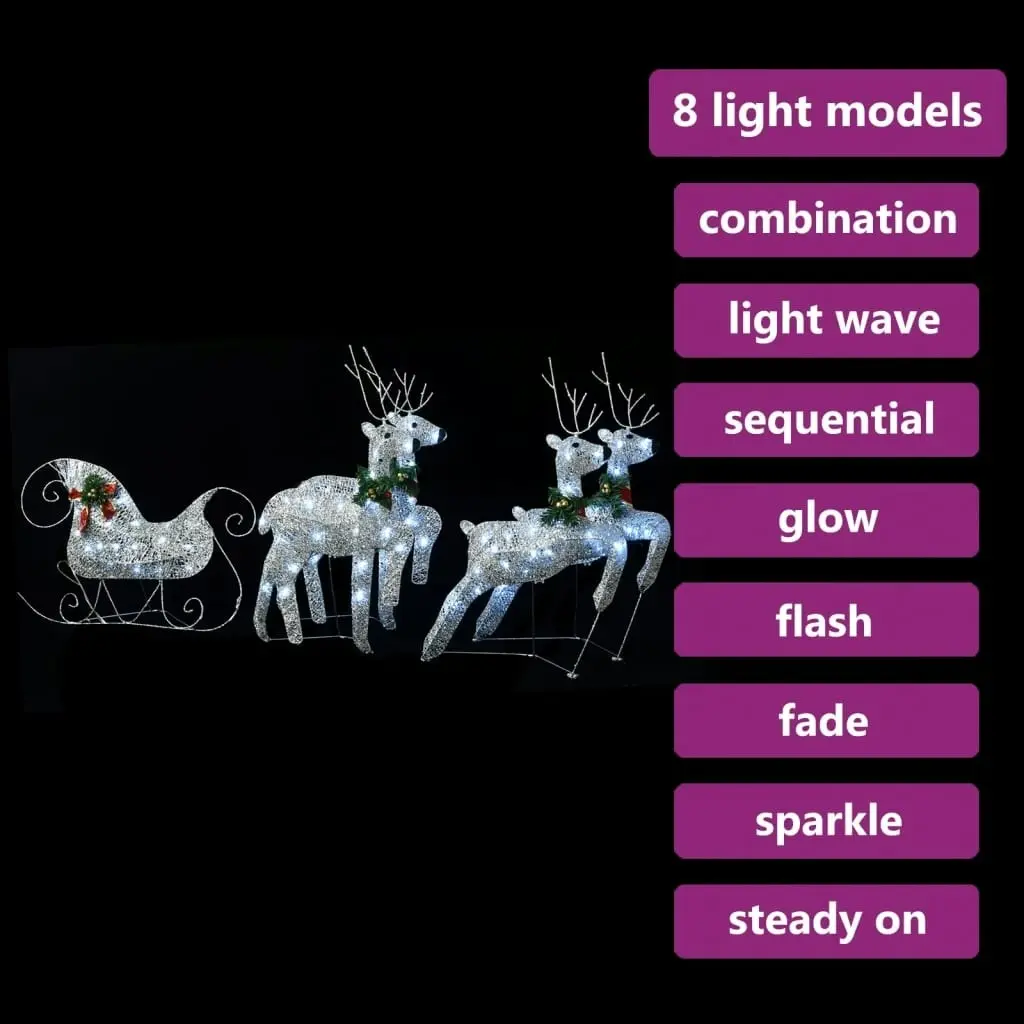 Reindeer & Sleigh Christmas Decoration 100 LEDs Outdoor Silver 329832