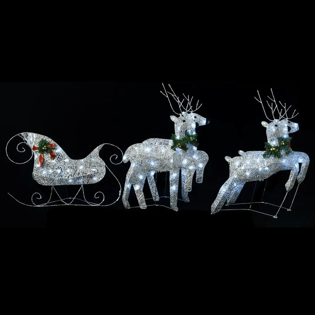 Reindeer & Sleigh Christmas Decoration 100 LEDs Outdoor Silver 329832