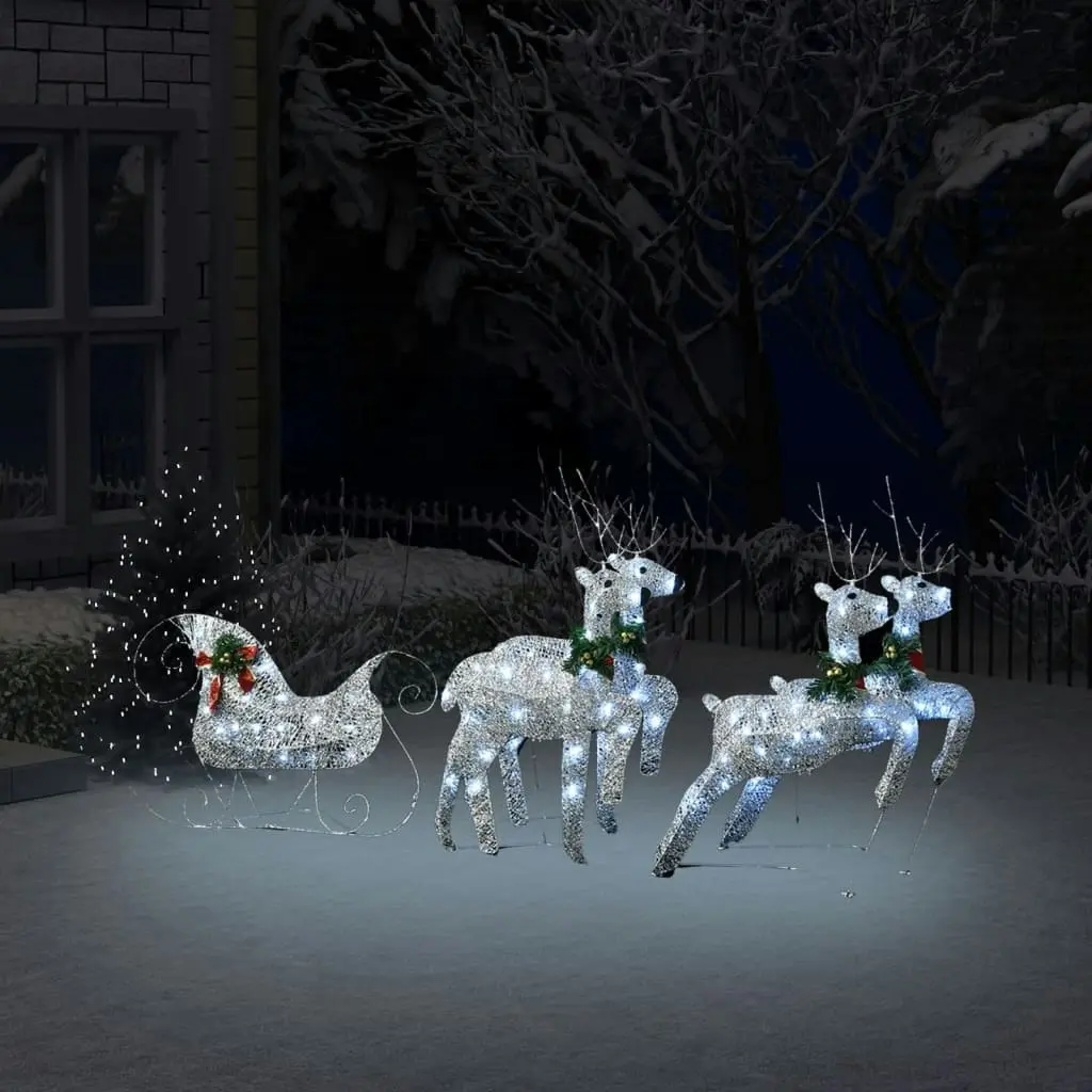 Reindeer & Sleigh Christmas Decoration 100 LEDs Outdoor Silver 329832