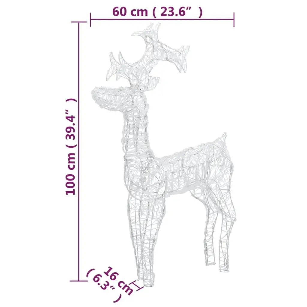 Reindeer Christmas Decorations 2 pcs 60x16x100 cm Acrylic 3154336