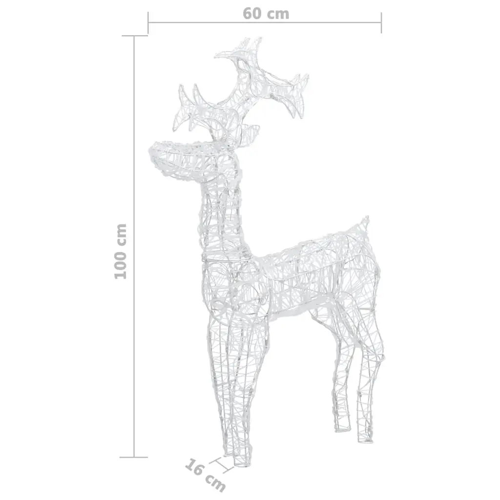 Reindeer Christmas Decoration 90 LEDs 60x16x100 cm Acrylic 289961