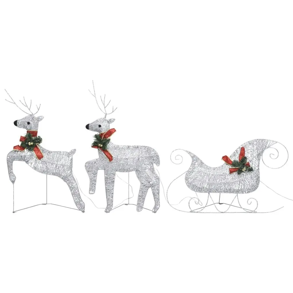 Reindeer & Sleigh Christmas Decoration 140 LEDs Outdoor Silver 3100431