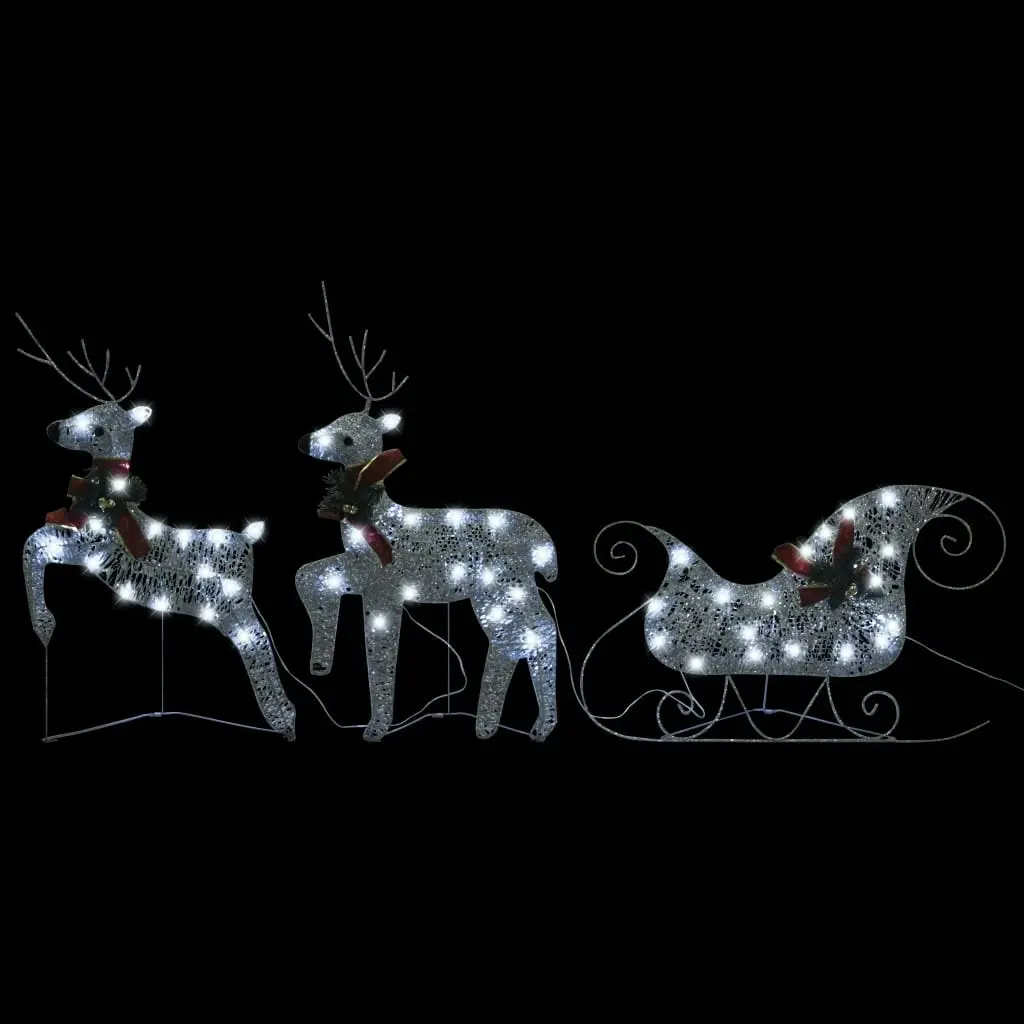 Reindeer & Sleigh Christmas Decoration 140 LEDs Outdoor Silver 3100431