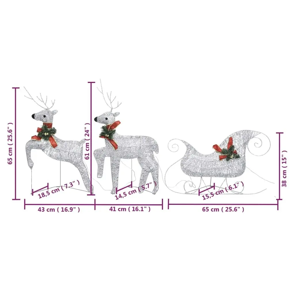 Reindeer & Sleigh Christmas Decoration 140 LEDs Outdoor Silver 3100431