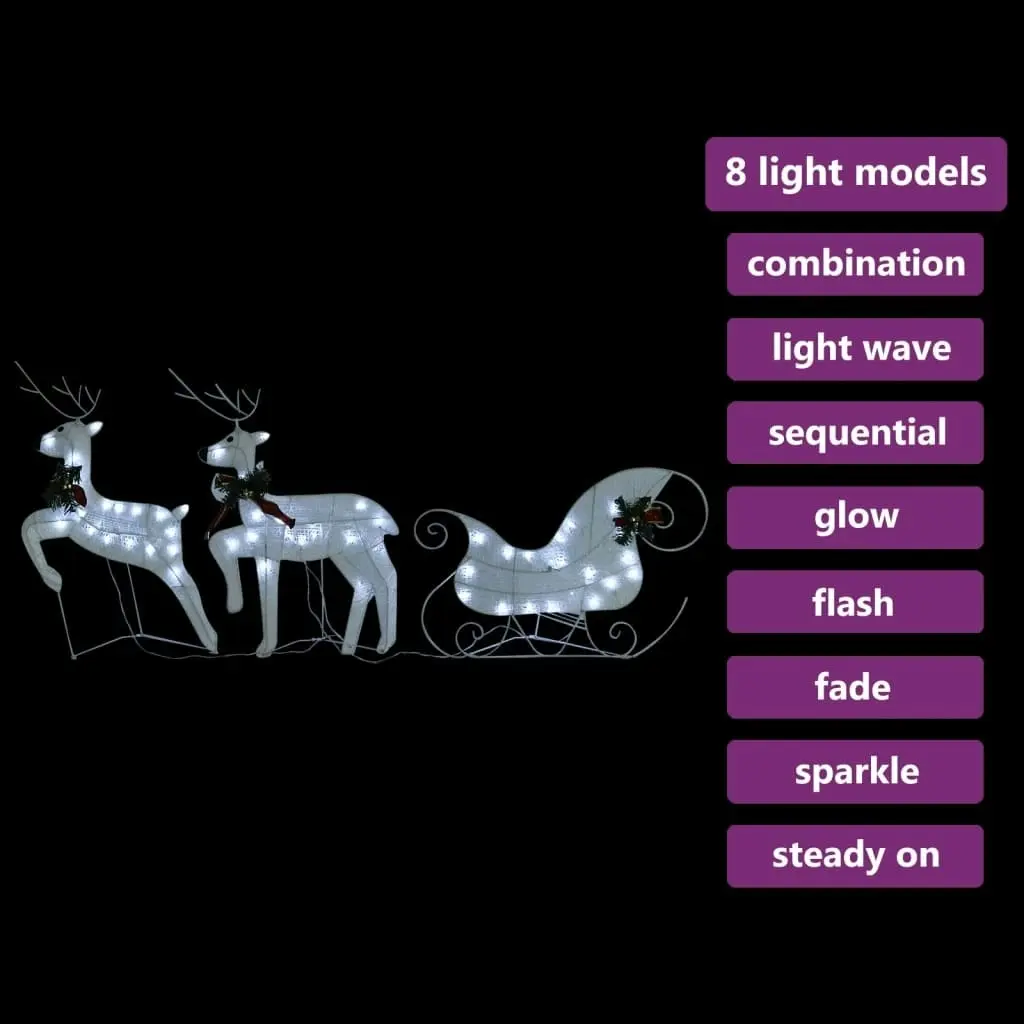 Reindeer & Sleigh Christmas Decoration 60 LEDs Outdoor White 342682