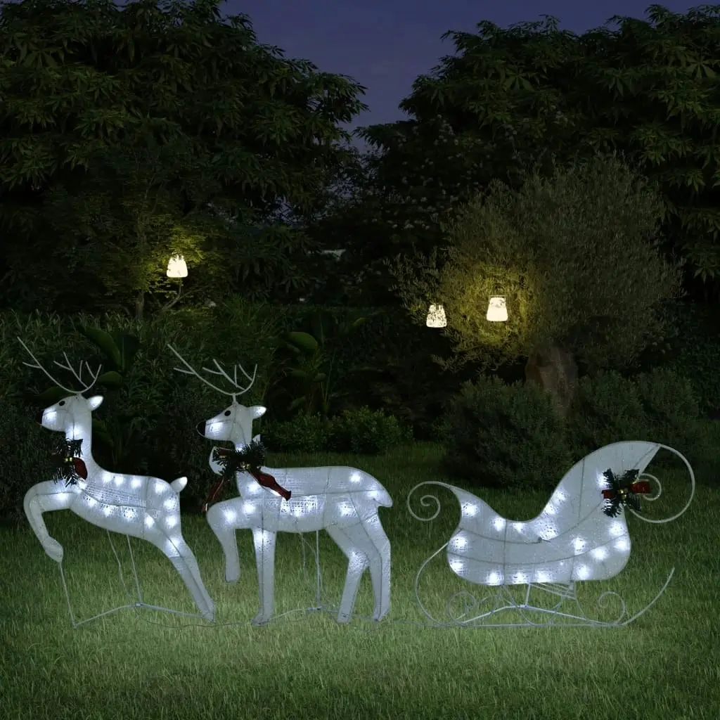 Reindeer & Sleigh Christmas Decoration 60 LEDs Outdoor White 342682