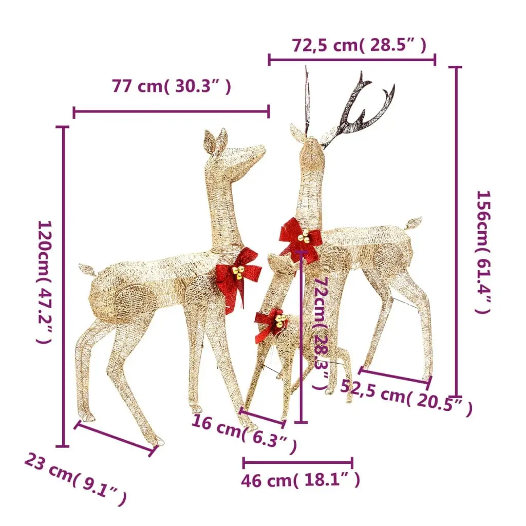 Reindeer Family Christmas Decoration Gold 201 LEDs 329770