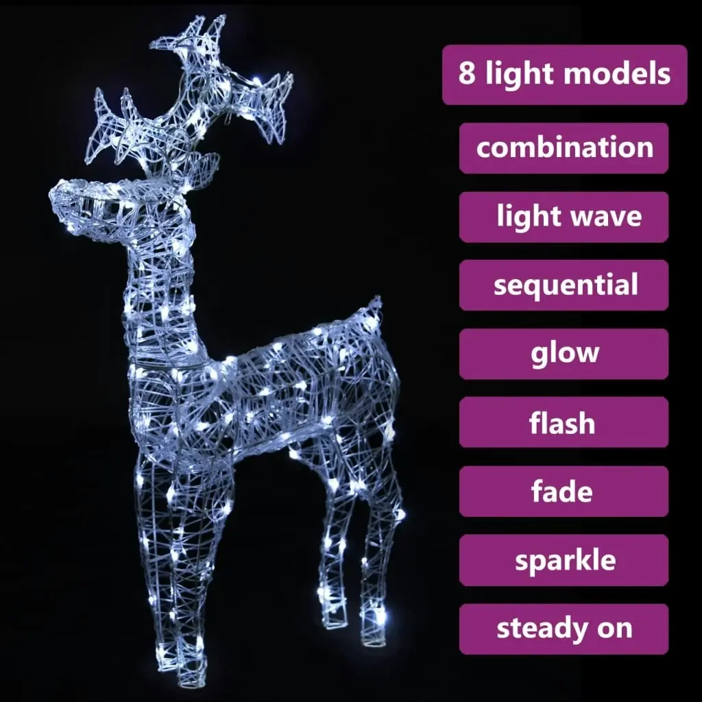 Reindeer Christmas Decoration 90 LEDs 60x16x100 cm Acrylic 329778