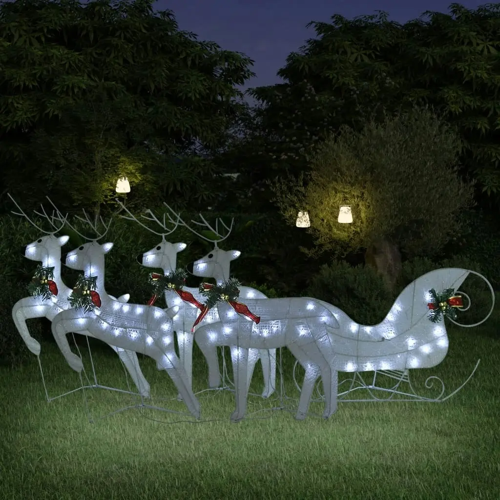 Reindeer & Sleigh Christmas Decoration 100 LEDs Outdoor White 3100429