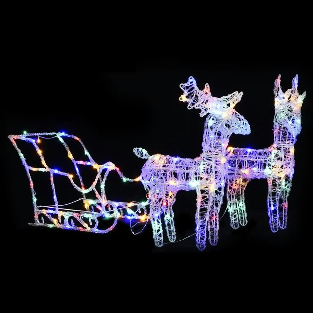 Reindeers & Sleigh Christmas Decoration 160 LEDs 130 cm Acrylic 328522