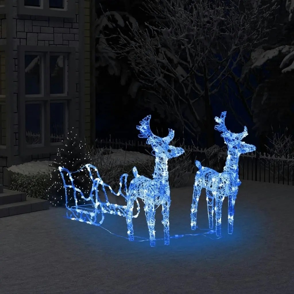 Reindeers & Sleigh Christmas Decoration 160 LEDs 130 cm Acrylic 328520