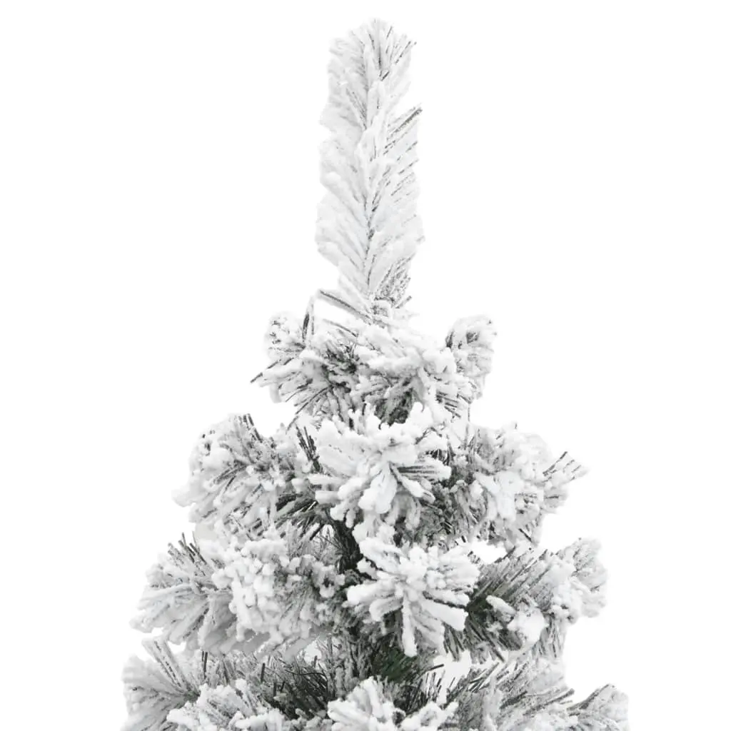 Slim Artificial Christmas Tree with Flocked Snow Green 150 cm PVC 320953