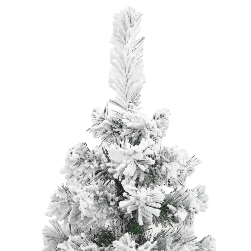 Slim Artificial Christmas Tree with Flocked Snow Green 180 cm PVC 320954