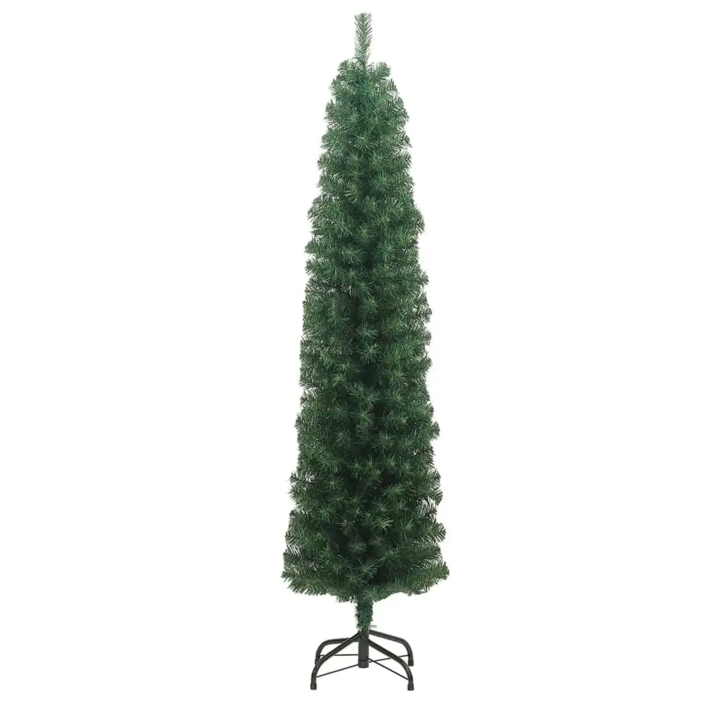 Slim Artificial Christmas Tree with Stand Green 240 cm PVC 320952