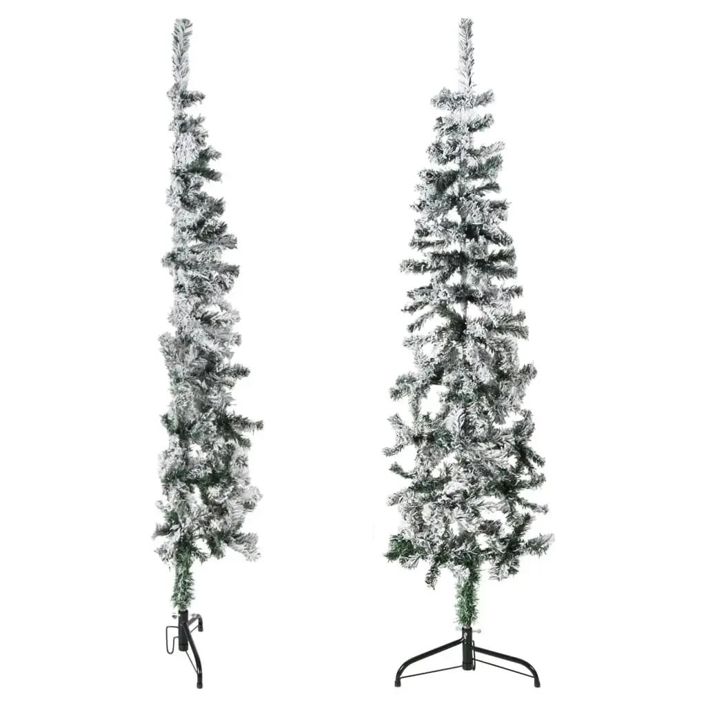 Slim Artificial Half Christmas Tree with Flocked Snow 120 cm 344604