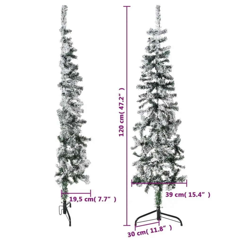 Slim Artificial Half Christmas Tree with Flocked Snow 120 cm 344604