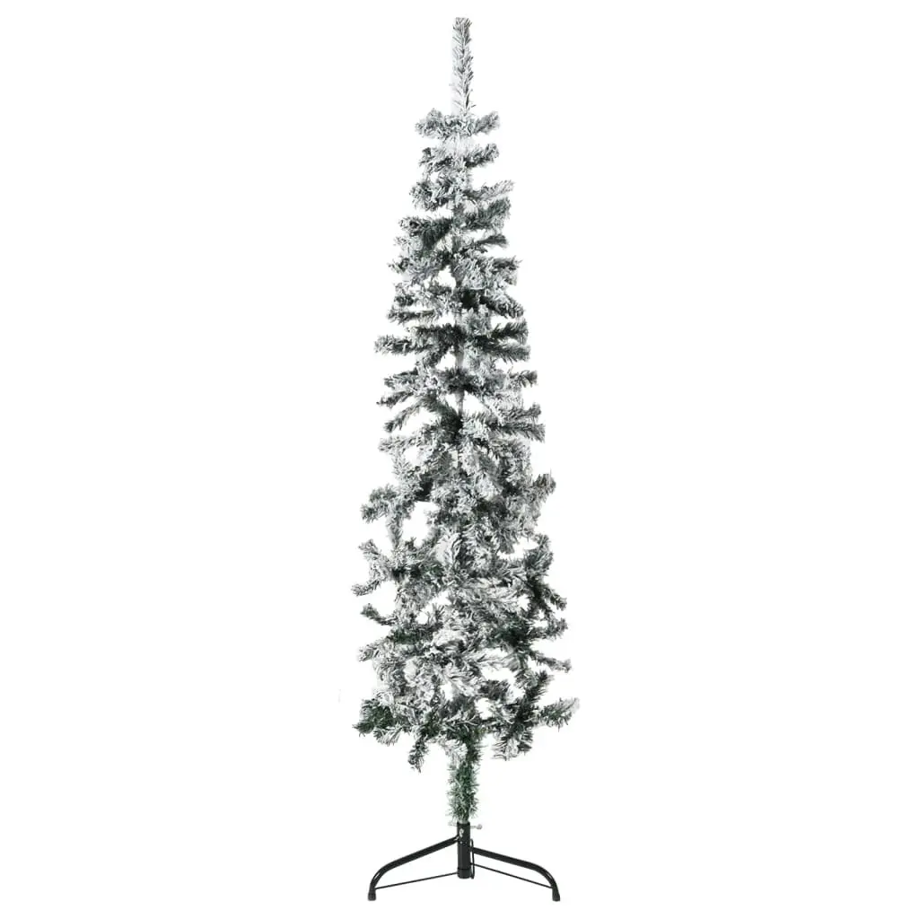 Slim Artificial Half Christmas Tree with Flocked Snow 120 cm 344604