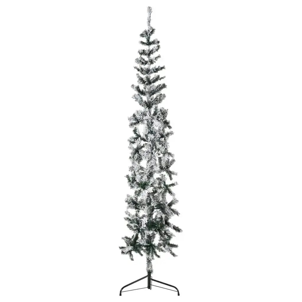 Slim Artificial Half Christmas Tree with Flocked Snow 180 cm 344606