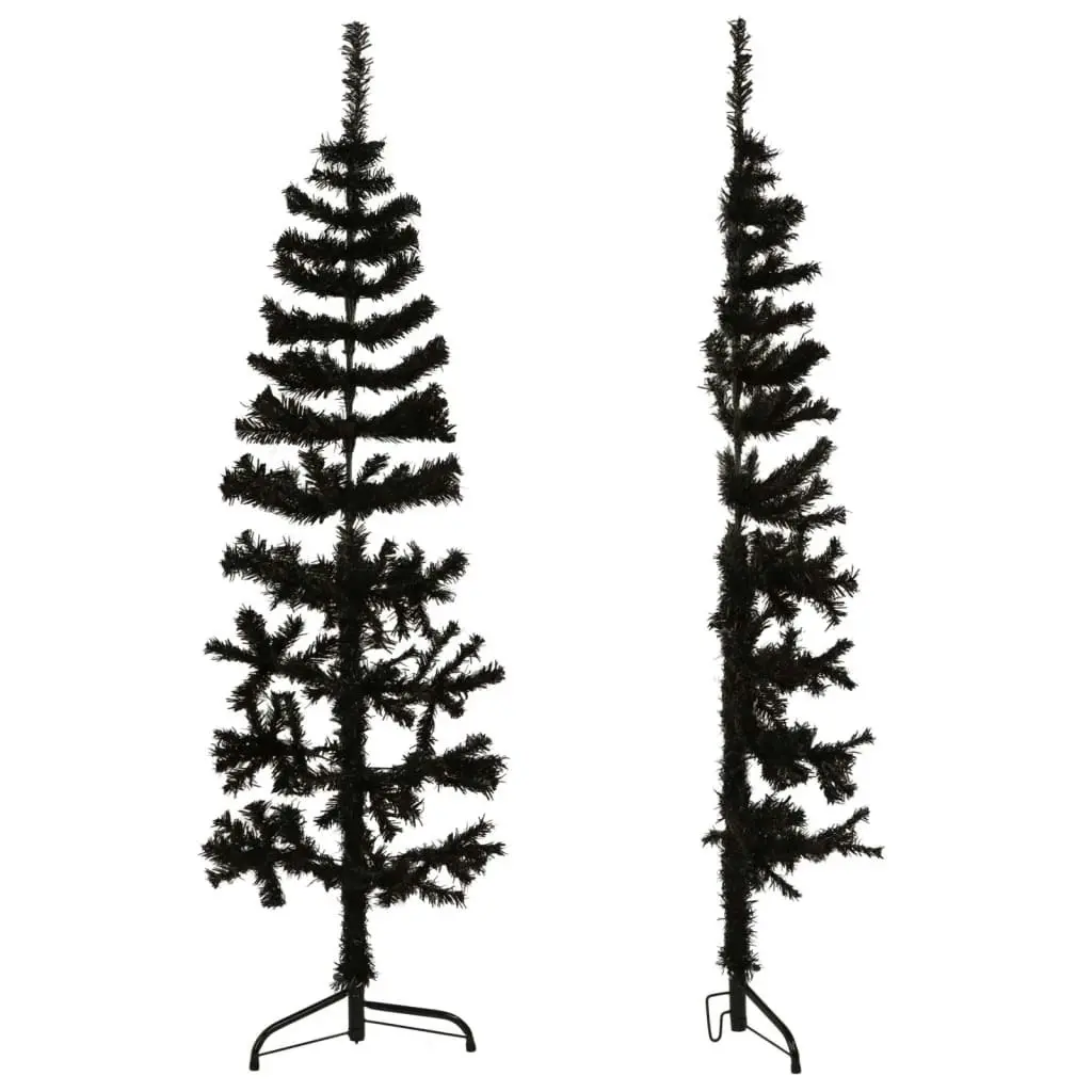 Slim Artificial Half Christmas Tree with Stand Black 150 cm 344575