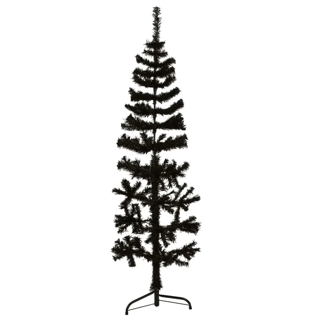 Slim Artificial Half Christmas Tree with Stand Black 150 cm 344575