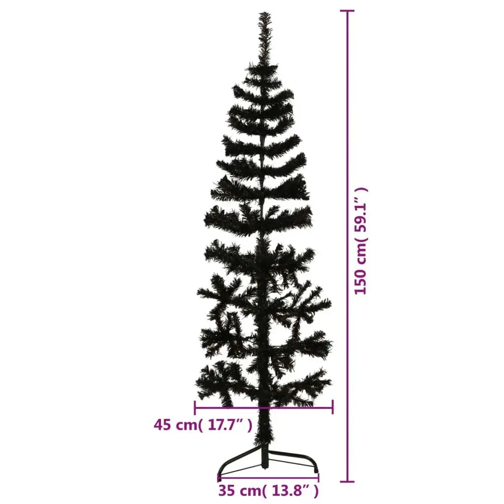 Slim Artificial Half Christmas Tree with Stand Black 150 cm 344575