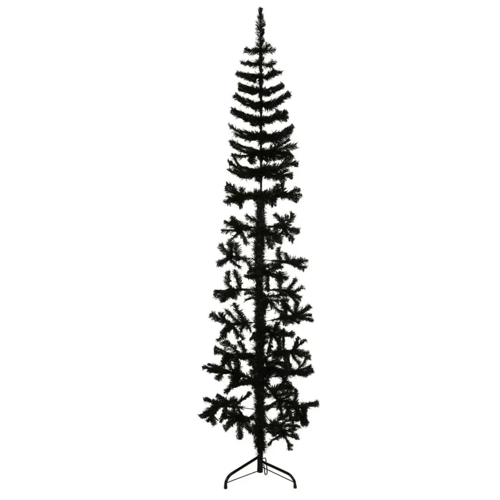 Slim Artificial Half Christmas Tree with Stand Black 180 cm 344576