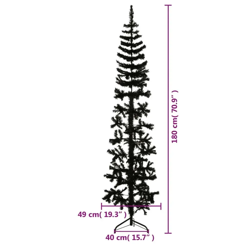 Slim Artificial Half Christmas Tree with Stand Black 180 cm 344576