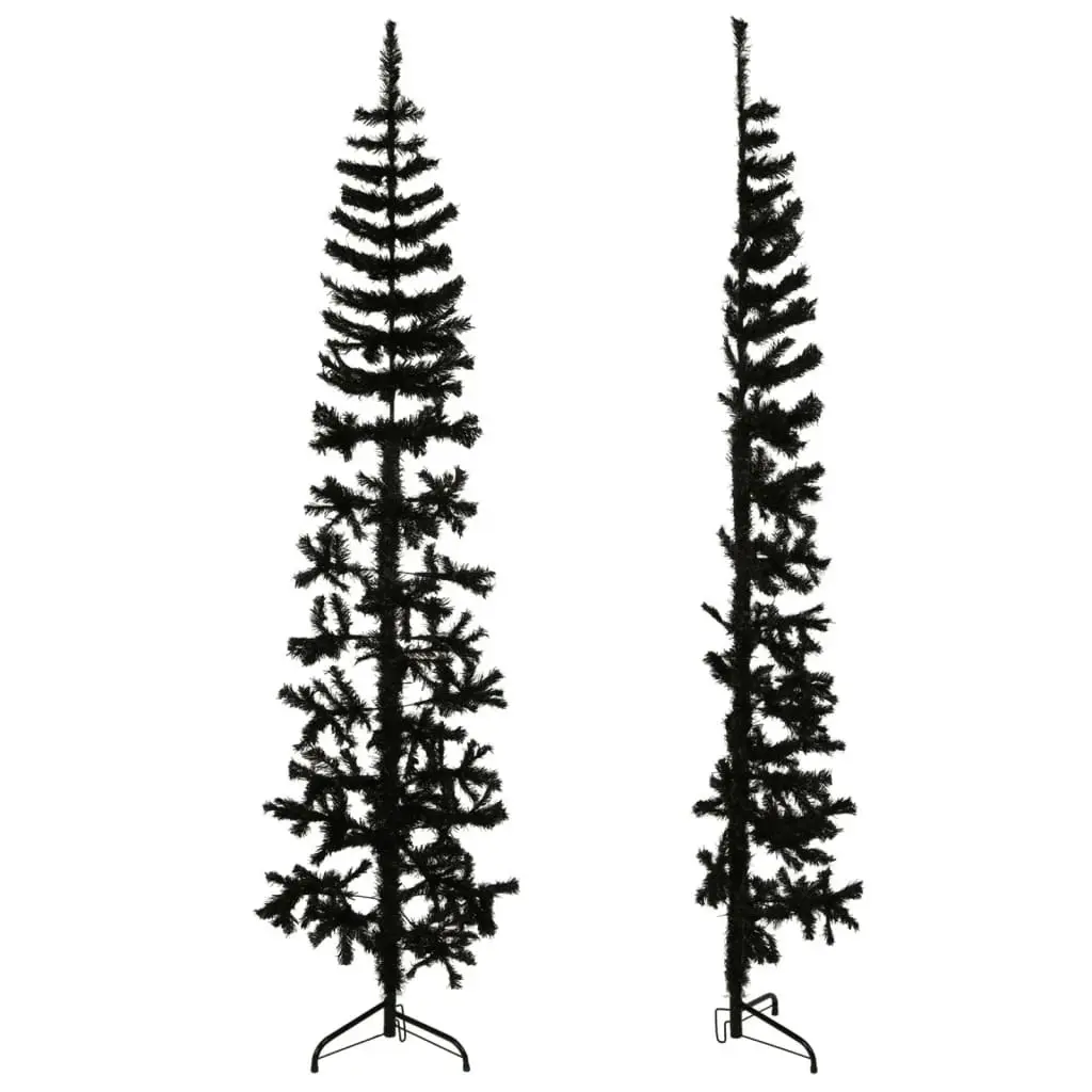 Slim Artificial Half Christmas Tree with Stand Black 180 cm 344576