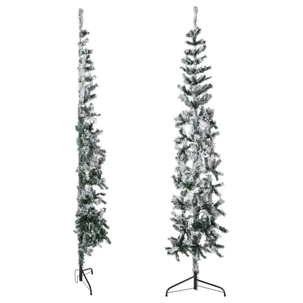 Slim Artificial Half Christmas Tree with Flocked Snow 210 cm 344607