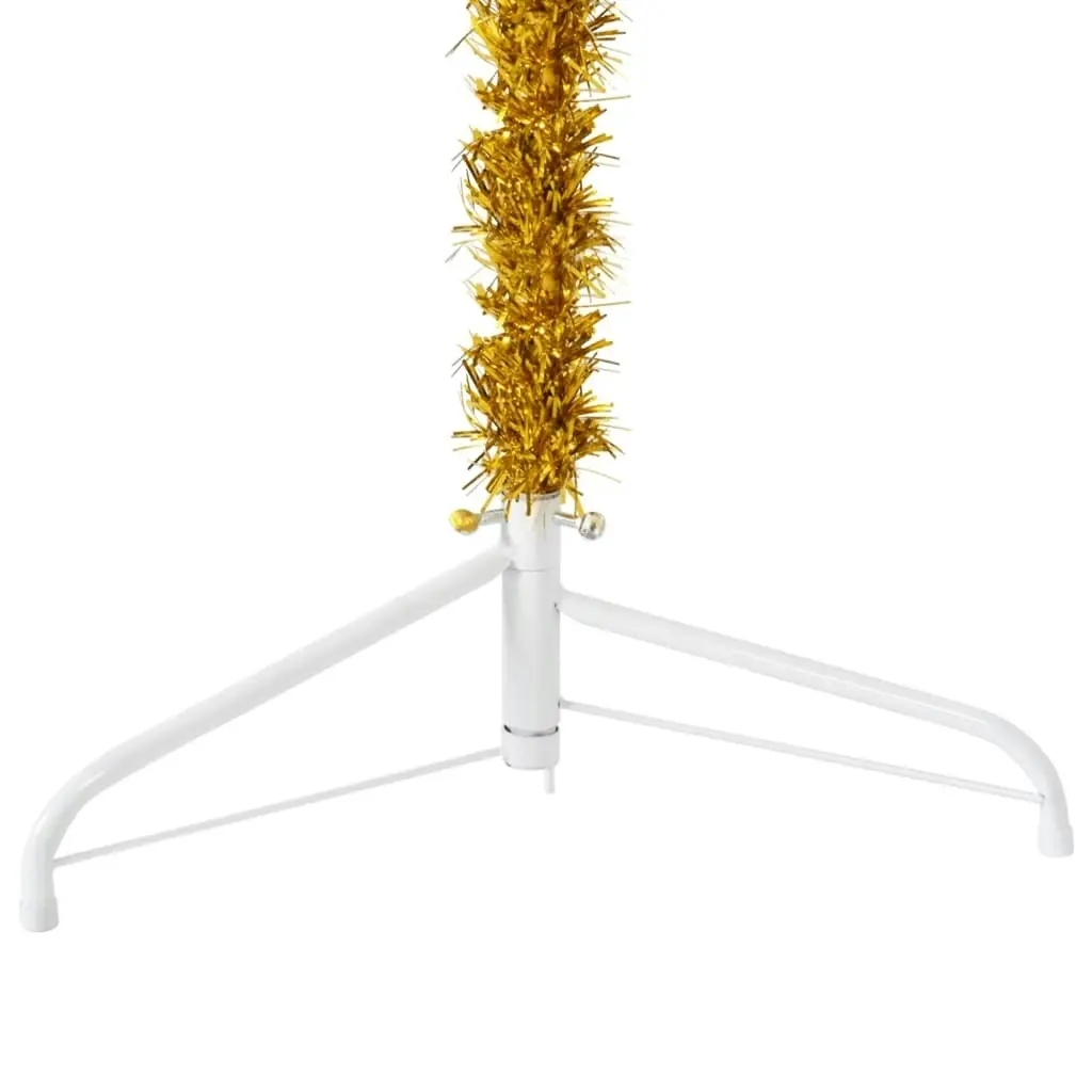 Slim Artificial Half Christmas Tree with Stand Gold 120 cm 344589