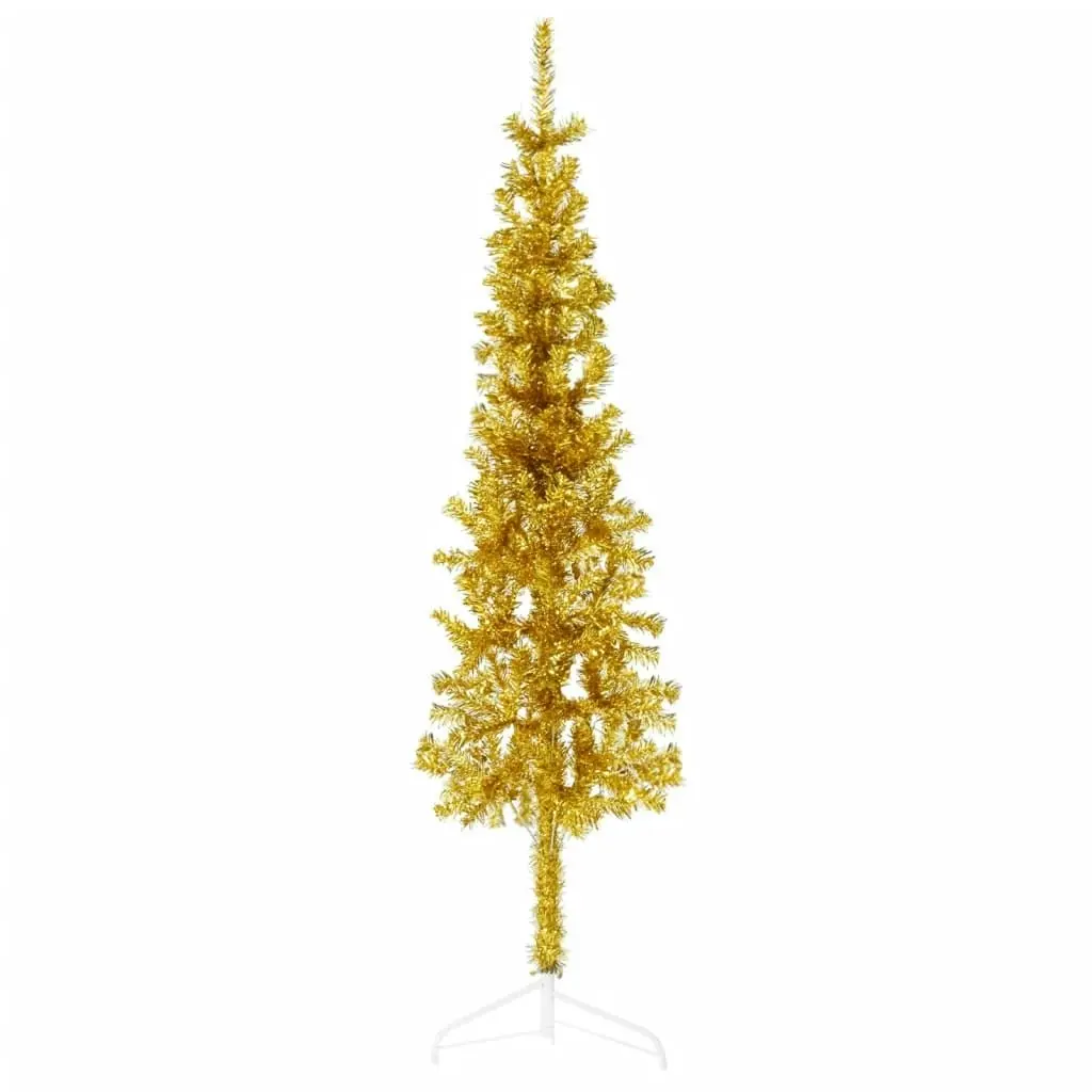 Slim Artificial Half Christmas Tree with Stand Gold 120 cm 344589