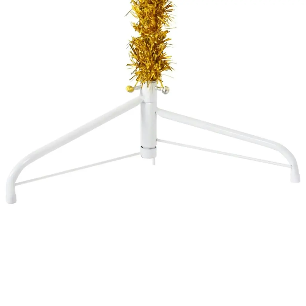 Slim Artificial Half Christmas Tree with Stand Gold 150 cm 344590