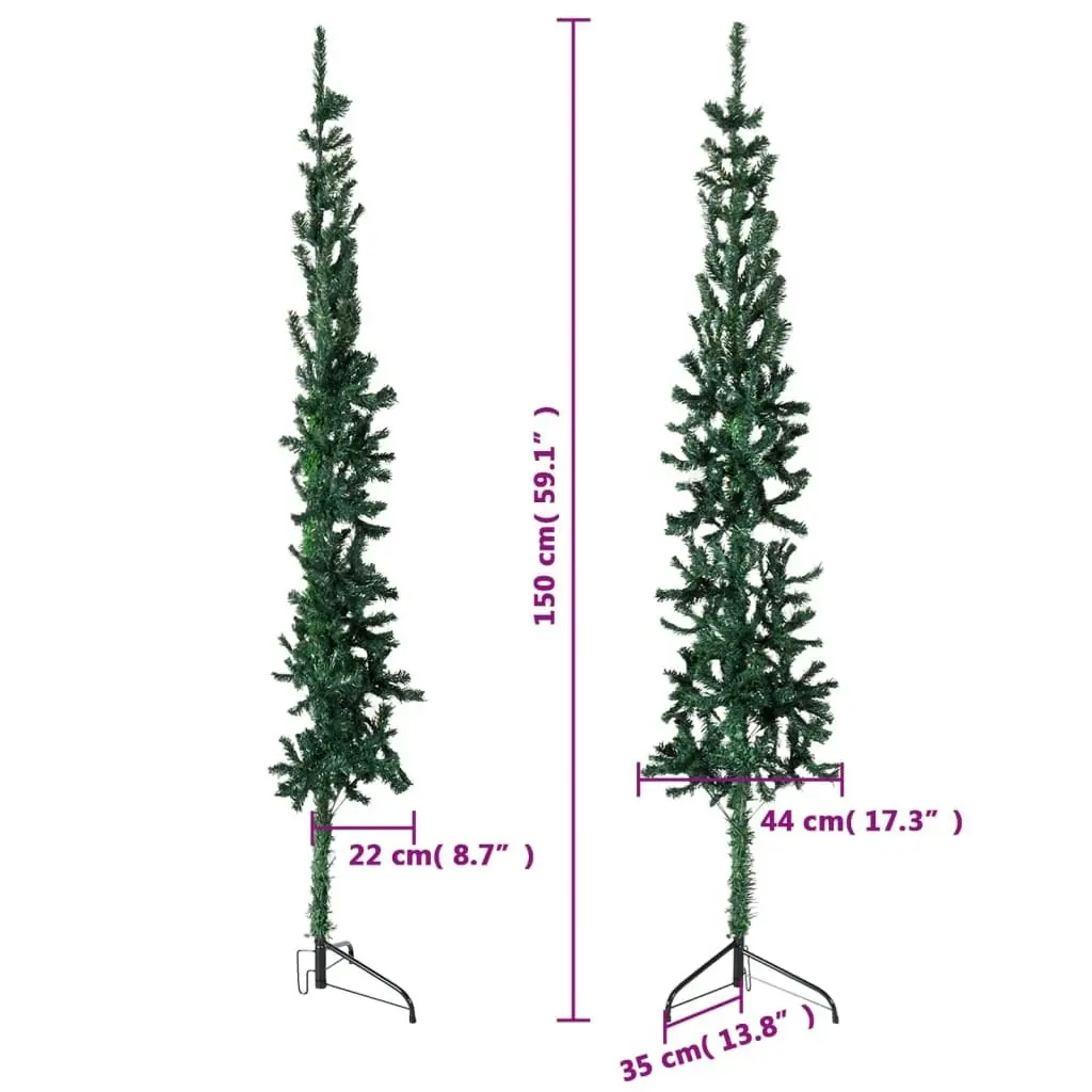 Slim Artificial Half Christmas Tree with Stand Green 150 cm 344600