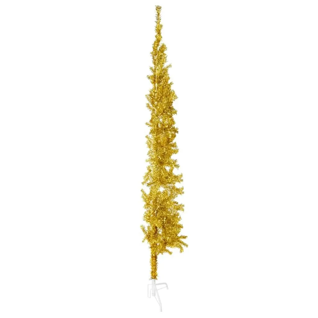 Slim Artificial Half Christmas Tree with Stand Gold 240 cm 344593