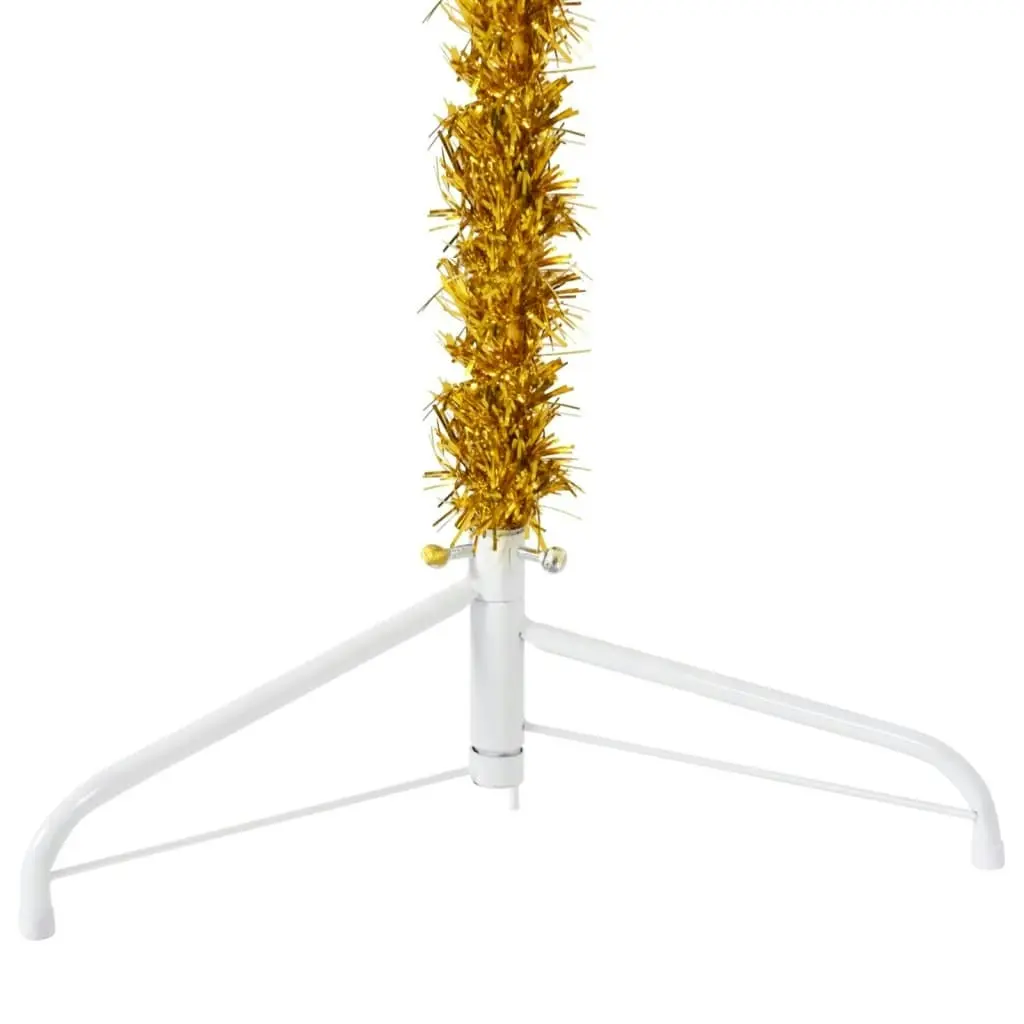 Slim Artificial Half Christmas Tree with Stand Gold 240 cm 344593