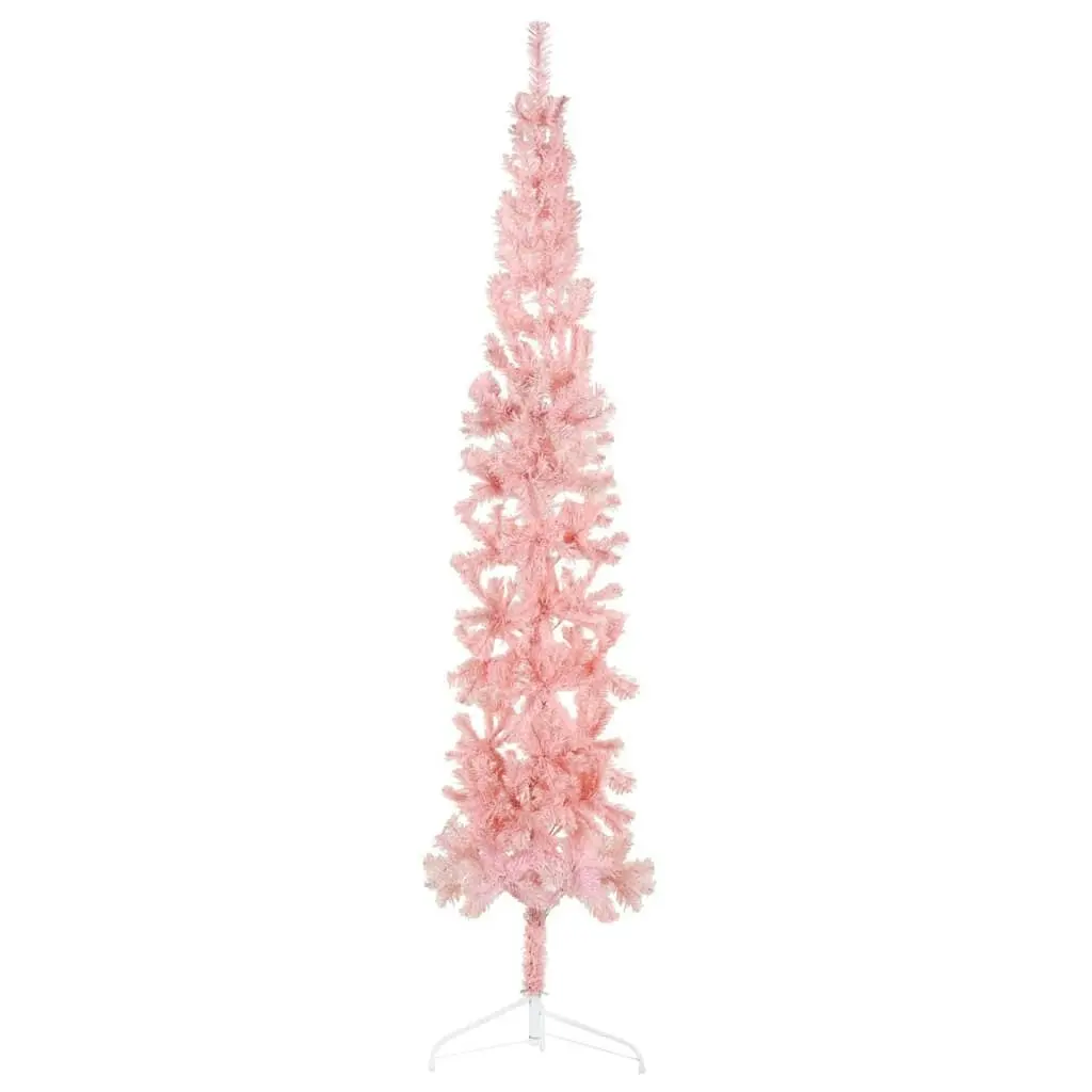 Slim Artificial Half Christmas Tree with Stand Pink 240 cm 344573