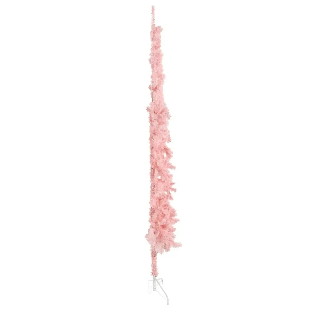 Slim Artificial Half Christmas Tree with Stand Pink 240 cm 344573