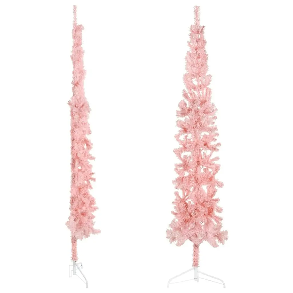 Slim Artificial Half Christmas Tree with Stand Pink 240 cm 344573