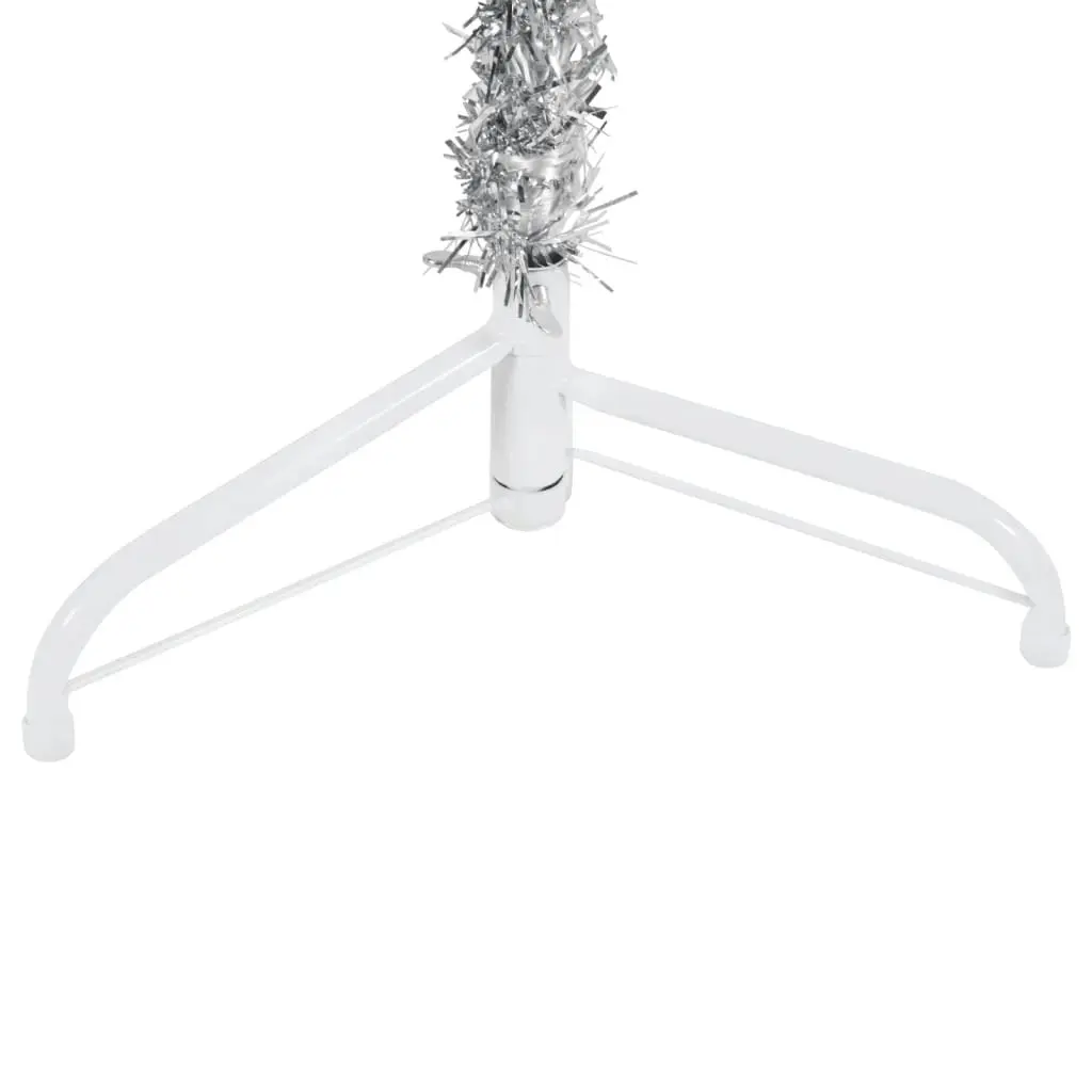 Slim Artificial Half Christmas Tree with Stand Silver 150 cm 344595