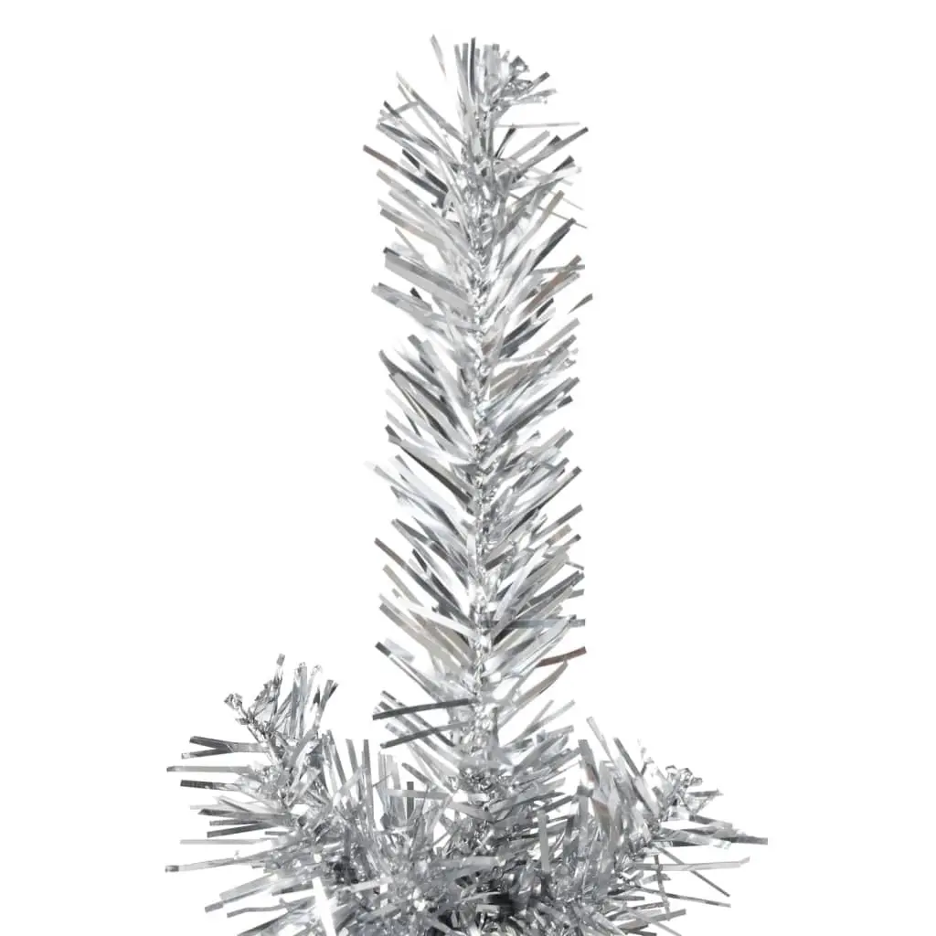 Slim Artificial Half Christmas Tree with Stand Silver 150 cm 344595