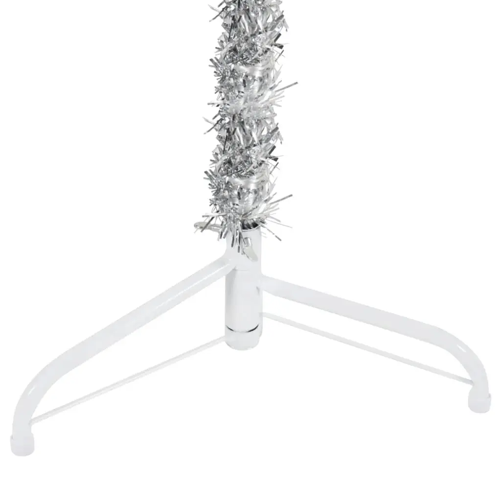 Slim Artificial Half Christmas Tree with Stand Silver 240 cm 344598