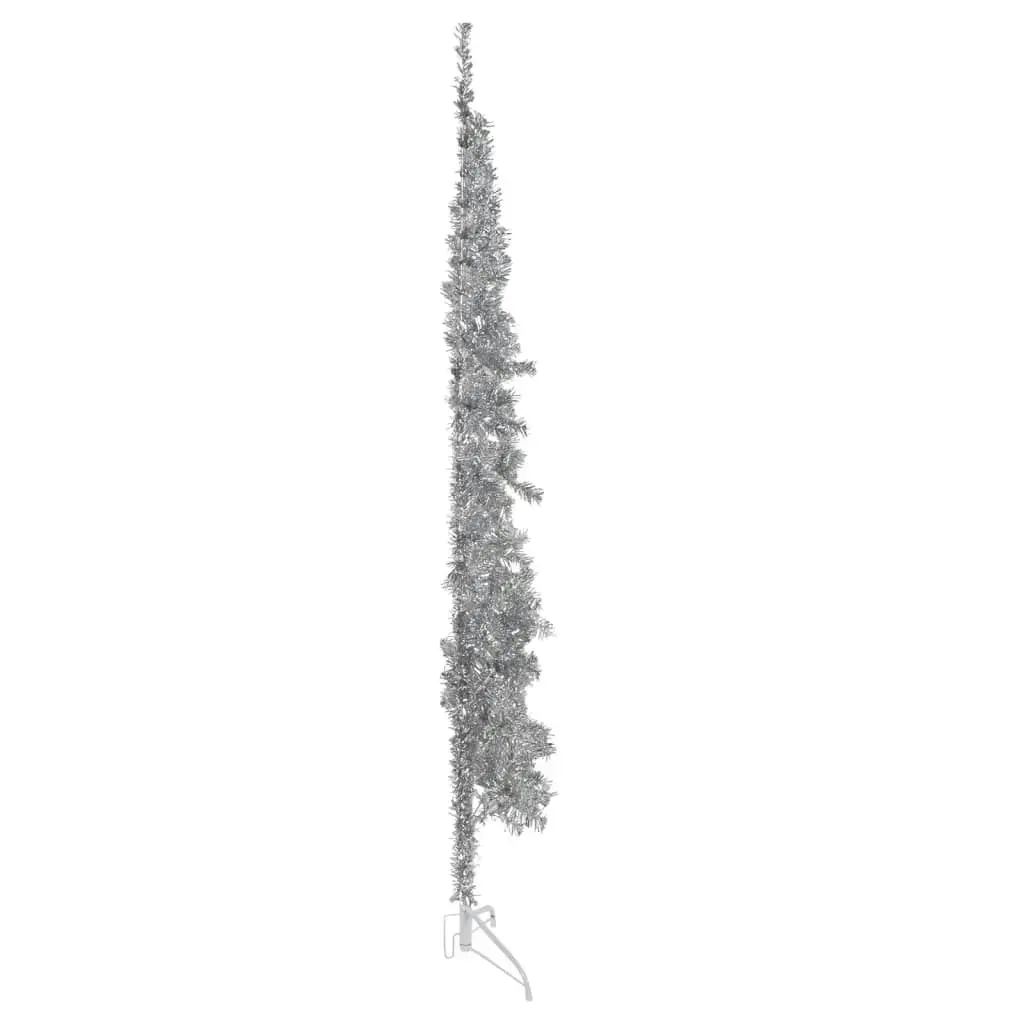 Slim Artificial Half Christmas Tree with Stand Silver 240 cm 344598