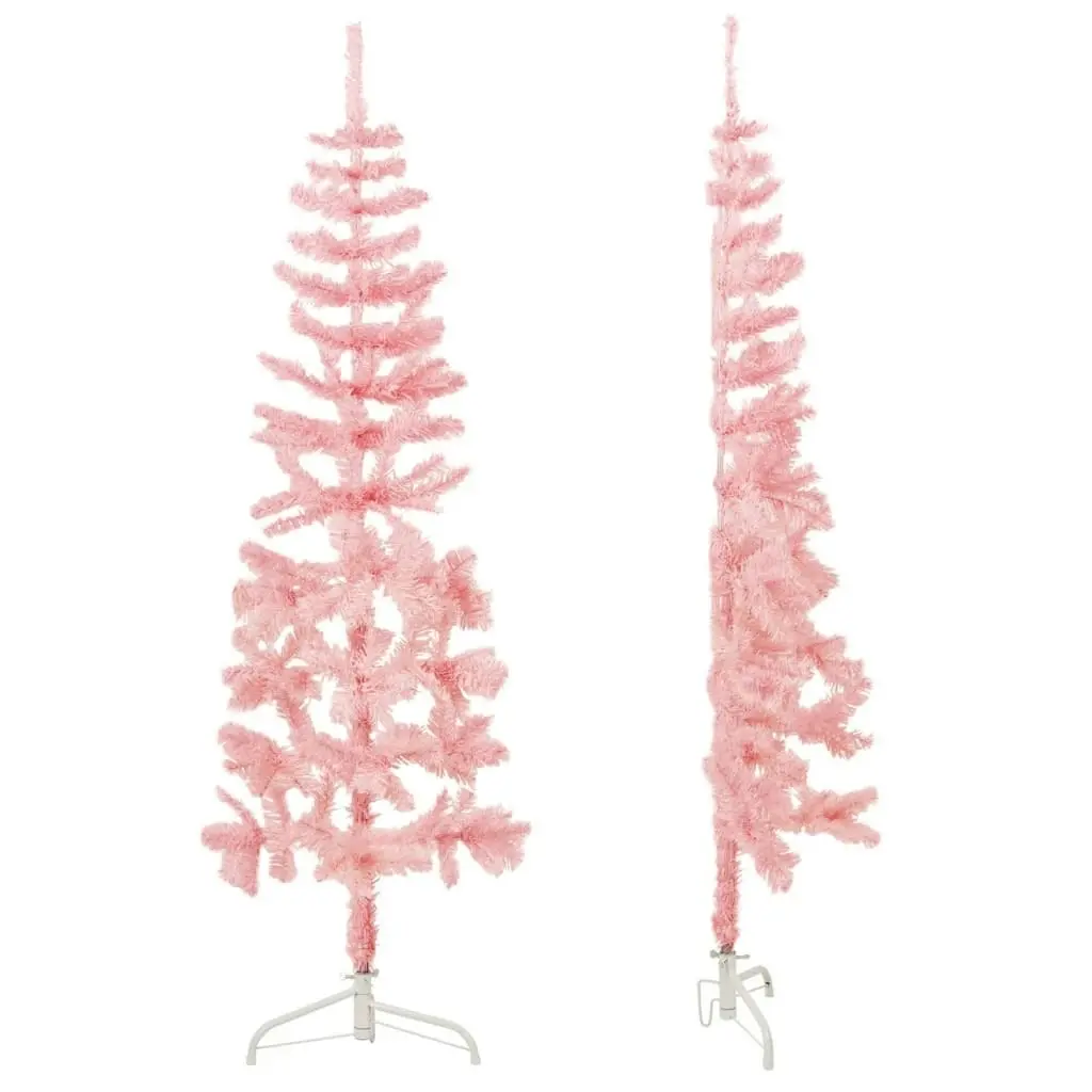 Slim Artificial Half Christmas Tree with Stand Pink 180 cm 344571