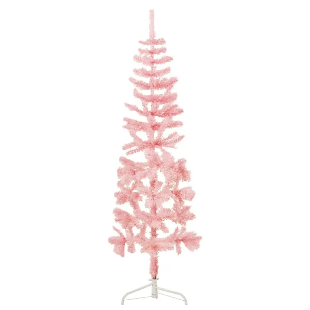 Slim Artificial Half Christmas Tree with Stand Pink 180 cm 344571