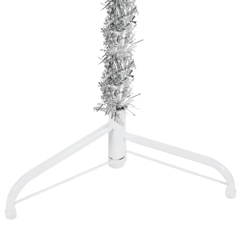 Slim Artificial Half Christmas Tree with Stand Silver 180 cm 344596