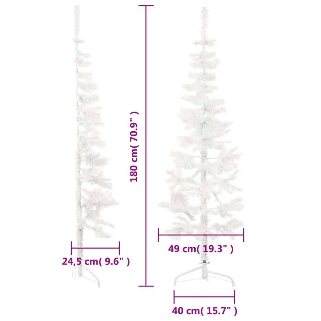 Slim Artificial Half Christmas Tree with Stand White 180 cm 344566