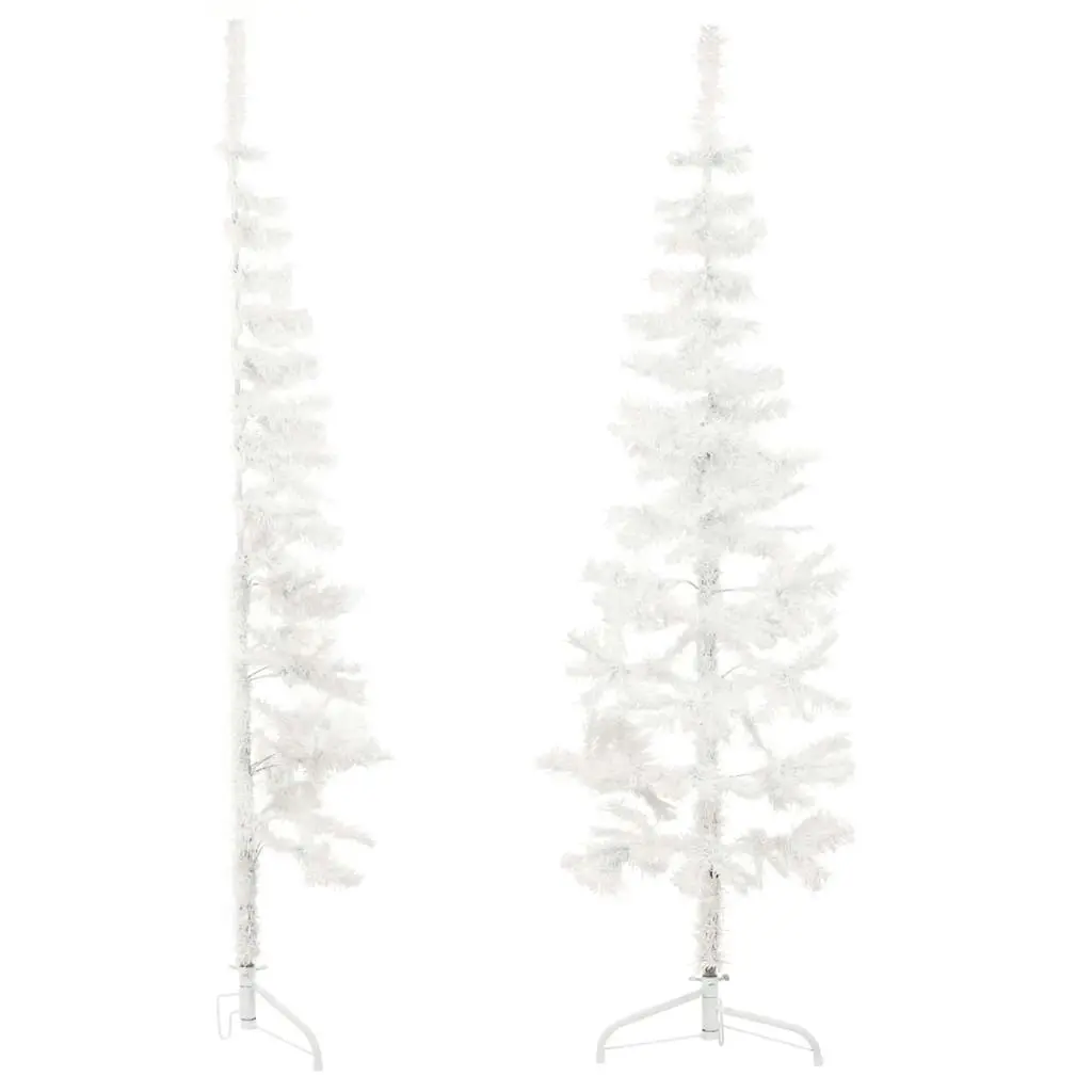 Slim Artificial Half Christmas Tree with Stand White 180 cm 344566